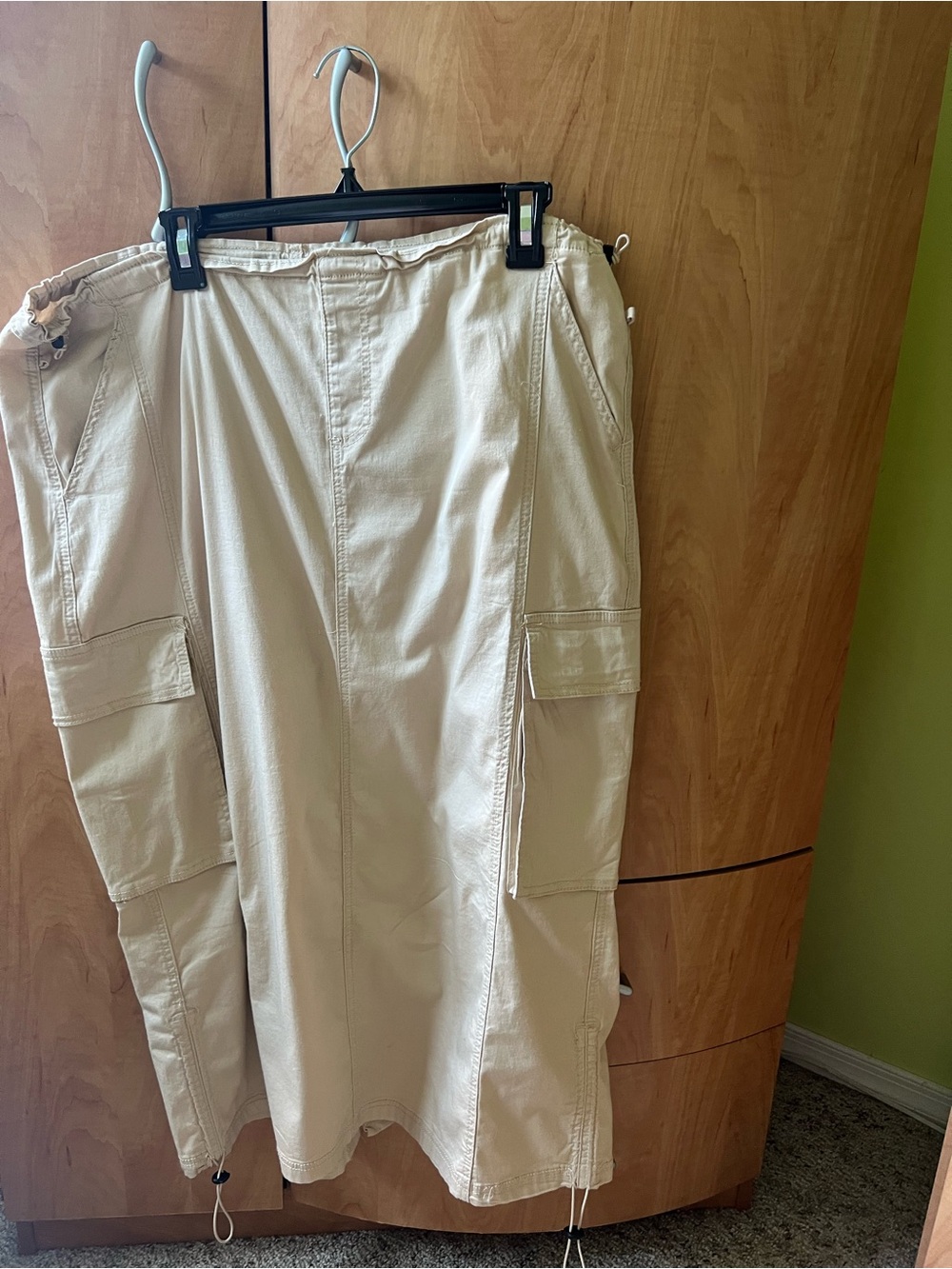 Men's Beige Cargo Drawstring Utility Pants